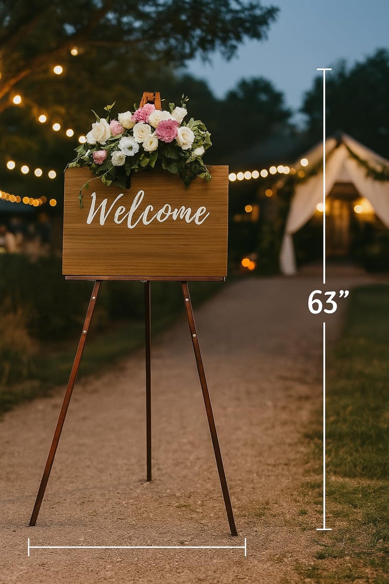 Conda 63" Wooden Tripod Artist Display Easel with Tray, A-Frame Adjustable Easel Stand for Wedding Sign, Foldable Easels for Painting Canvas, Display & Posters - Image 2